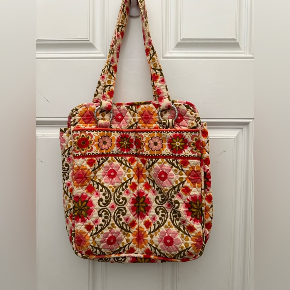 VERA BRADLEY FOLKLORIC PINK ORANGE QUILTED TOTE BAG